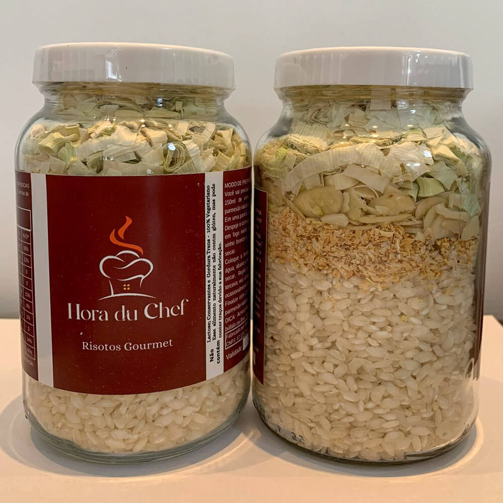 Alho poró e Lâminas de amêndoas - Risoto Gourmet Artesanal Hora Du Chef