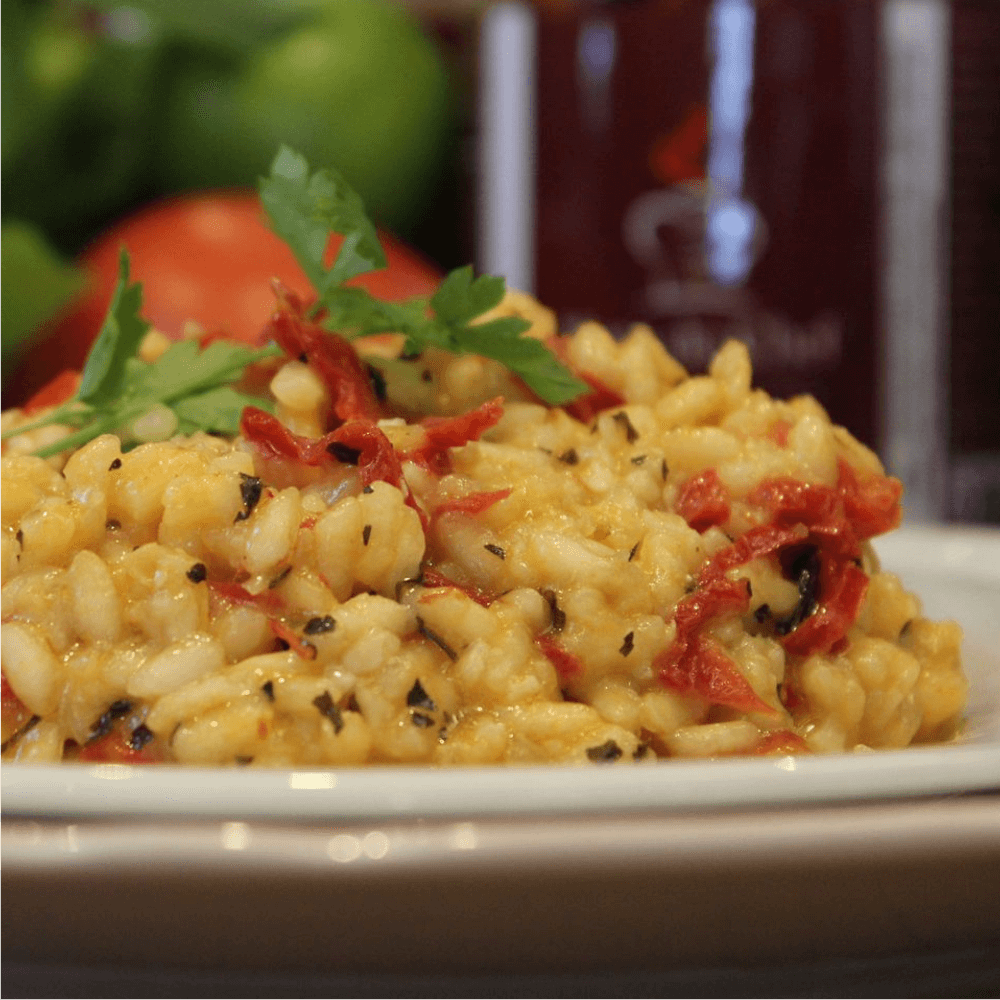 Risoto Caprese - Tomate seco e Manjericão